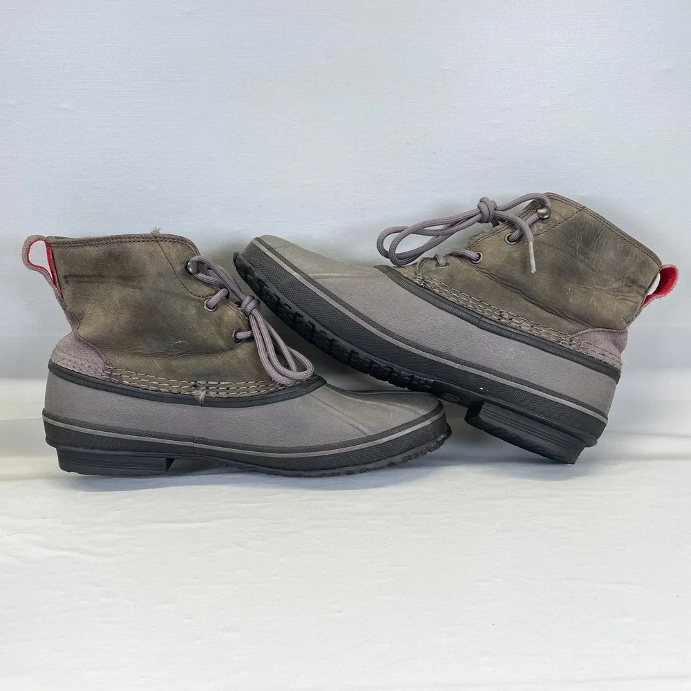 UGG Zetik Waterproof Duck Boots Mens Size 11 Brown Leather Gray Lace Up Shoes